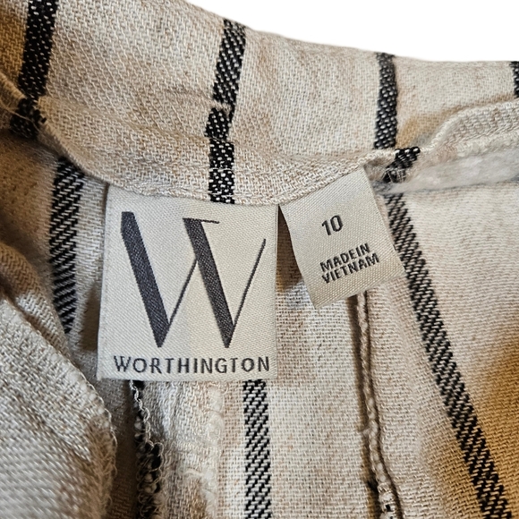 Worthington High Waisted Linen Blend Shorts, Cream/Black Stripes, 10 - Picture 7 of 12